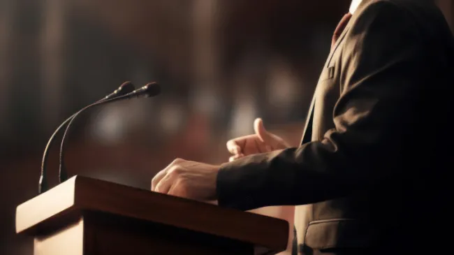 politician at podium